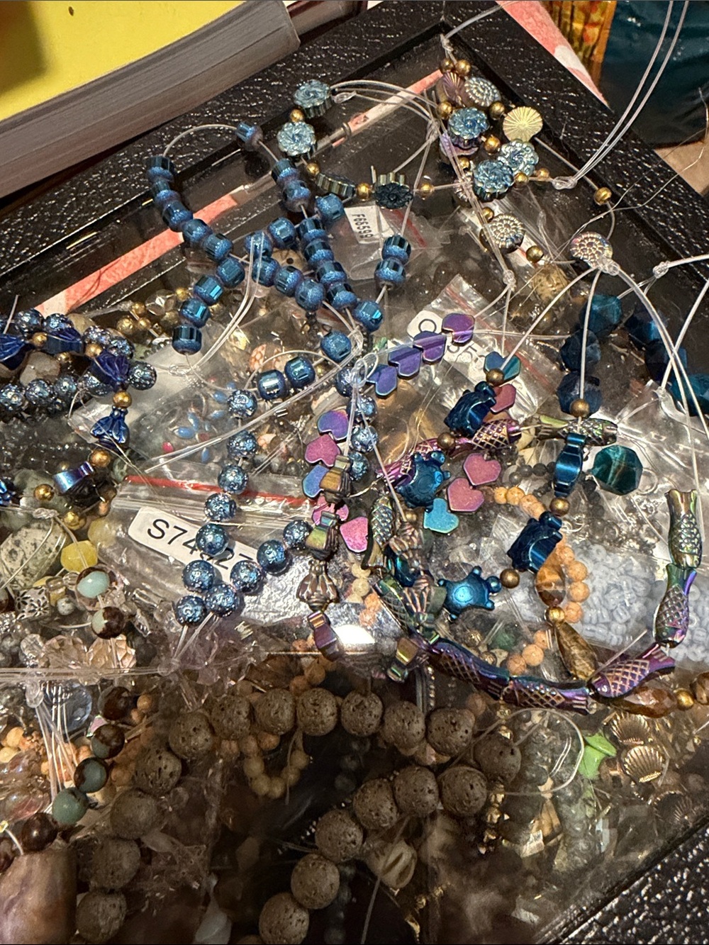 25 strands of semi  precious beads Blue and Purple Tones great stuff druzy beads
